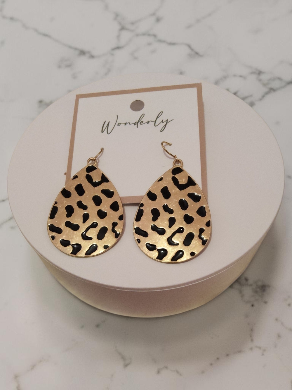 10 / $10 Wonderly Gold Teardrop Earrings with Black Spots